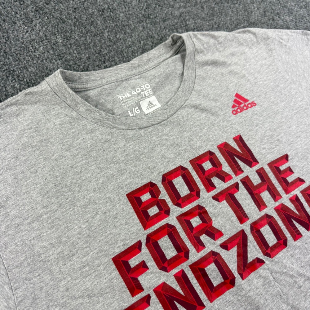 Adidas Go-To Tee Large Gray Born For The Endzone Graphic T-Shirt Mens